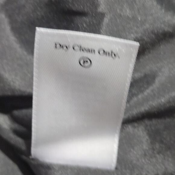 Coldwater Creek Sz 12P Gray Ponte Knit Ruffle Lace Mandarin Collar Jacket Women - Picture 7 of 10